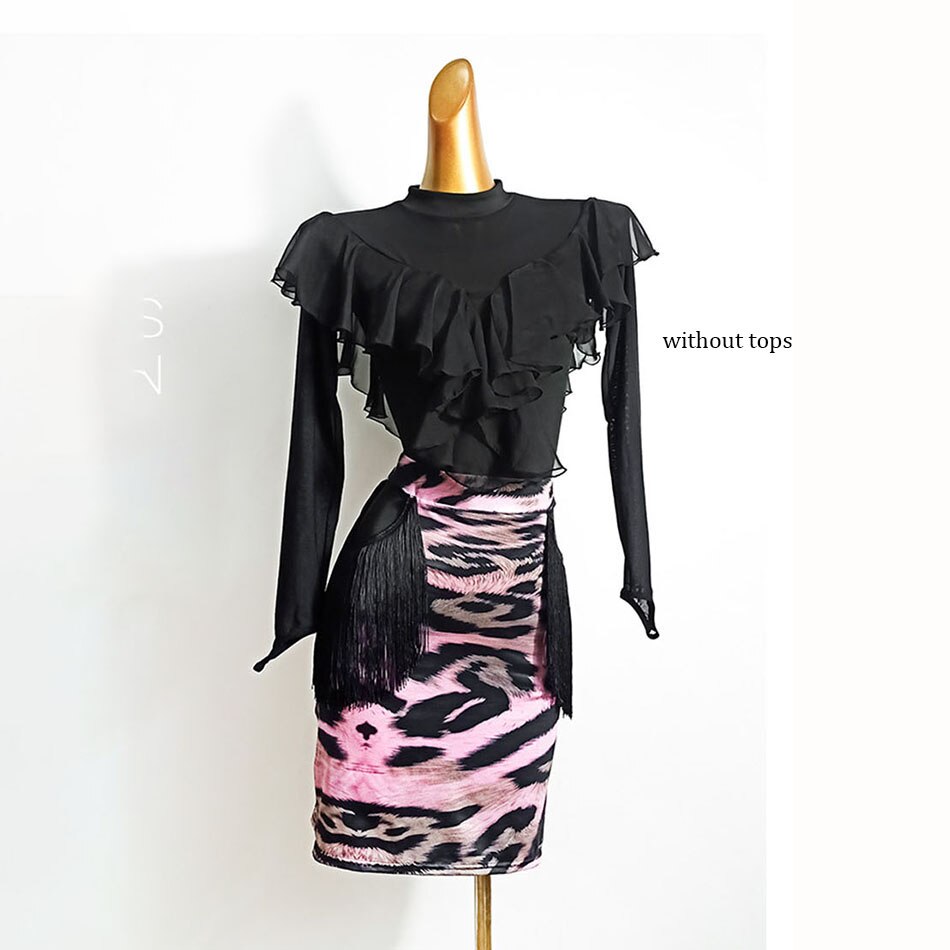 neue Latin Dance Kleid Frauen Leopard Latin Dance Rock für Ballsaal Samba Tango Chacha Bauchtanz Performamnce LP560