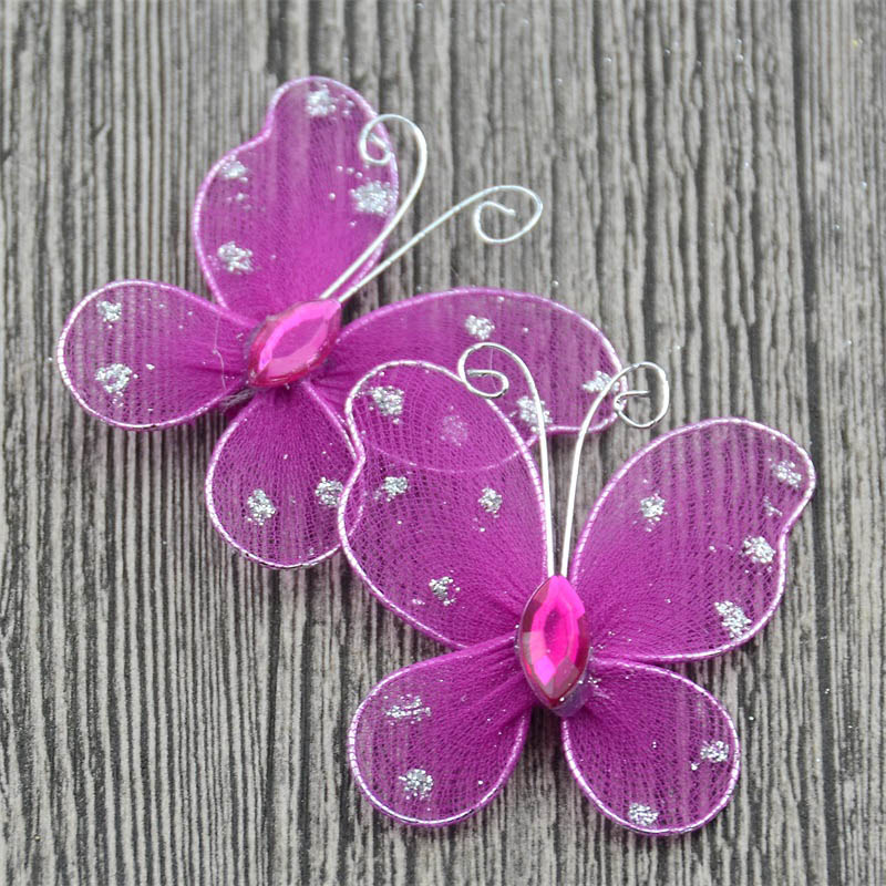 20 stk 3d farve silke sommerfugl pvc wallstickers hjemmekøkken multifunktionelt dekorativt håndværk børne- og #39: Lilla