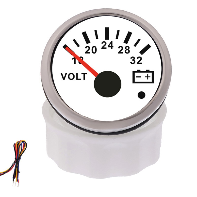 Waterdichte IP67 Auto Marine Voltmeter Volt Meter Gauge 16-32 Volt 8-16 Volt Auto Voltage Meters Met lage Voltage Waarschuwing Licht