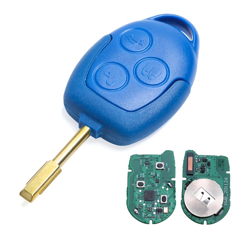 KEYECU 433MHz 4D63 Chip Remote 6C1T15K601AG For Ford Transit WM VM 2006 2007 Car Key 3 Button: Blue Head Remote / 1PC