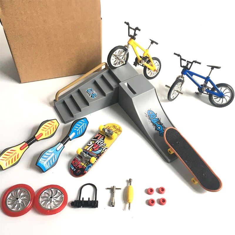 Mini finger skateboarding skate rampedele sæt bmx cykelsæt sjove skate boards mini cykler legetøj til børn drenge børn: Cdh -3a