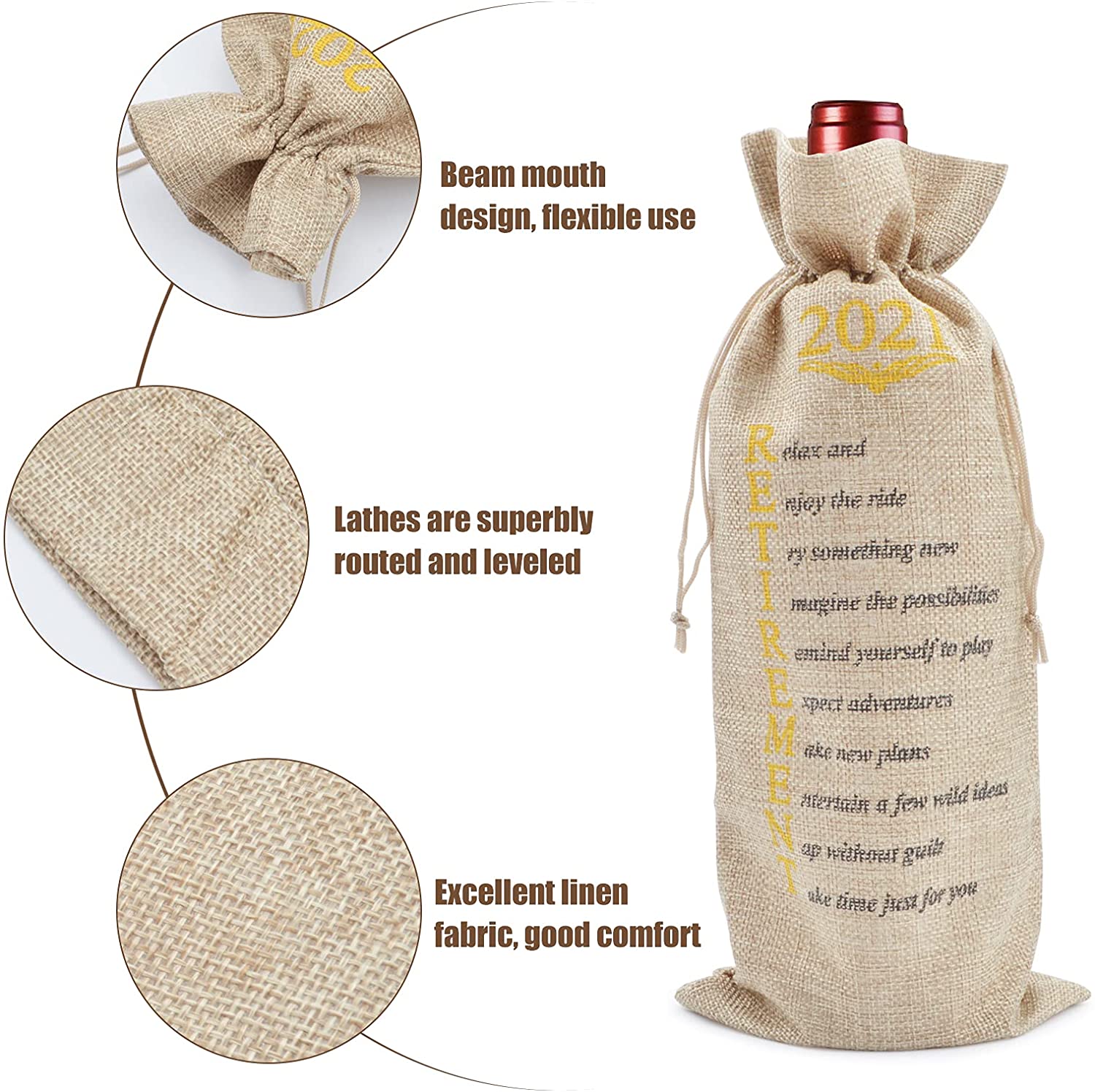 4Stck Burlap Wein Taschen mit Kordelzug, Wein Taschen , Einzelnen Wiederverwendbare Flasche Taschen Perfekte für Reise, hochzeit, Geburtstag, Party