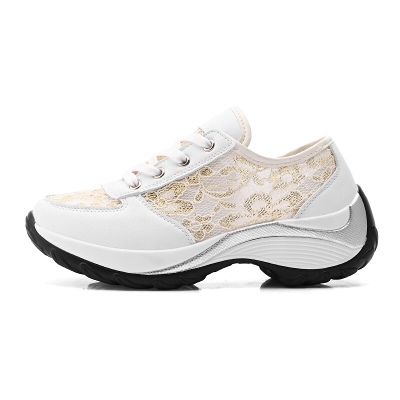 Mozbon Toning Shoes for Women - Height Increasing Wedge Sneakers - Lace Up Sport Shoes