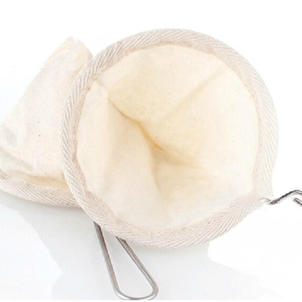 Reusable Coffee Filter Bag Stainless Steel Handle Flannel Cloth Strainer Dropping Pot Mesh Coffee Tools Tea Filter