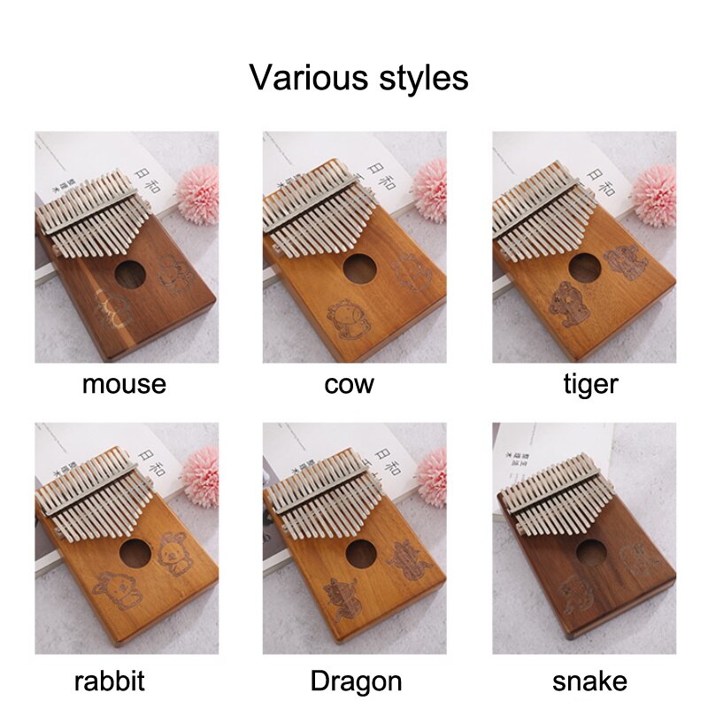 17- taster kalimba thumb piano kinesisk stjernetegn mønster bærbart thumb piano gir god lyd og studiebok for nybegynnere