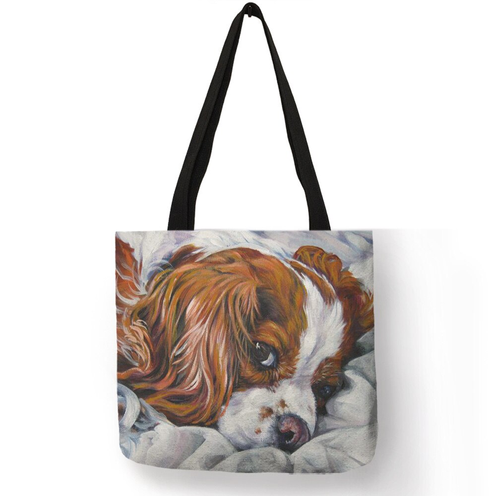 Vrouwen Handtas Charles Spaniel Olieverf Print Tote Bag Lady Meisjes Office School Travel Schoudertas Herbruikbare Boodschappentassen: 013