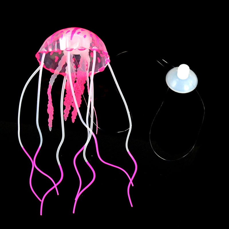 Cute Glowing Jellyfish Ornament for Aquarium Fish Tank Soft Silicone Jellyfish Aquarium Decoration Underwater Pet Decor: Pink