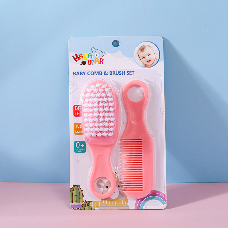 Multifunction Newborn Baby Kid Healthcare Kit Nail Hair Thermometer Grooming Brush Portable Hygiene Set Baby Newborn Essentials: 2PC SET-Pink