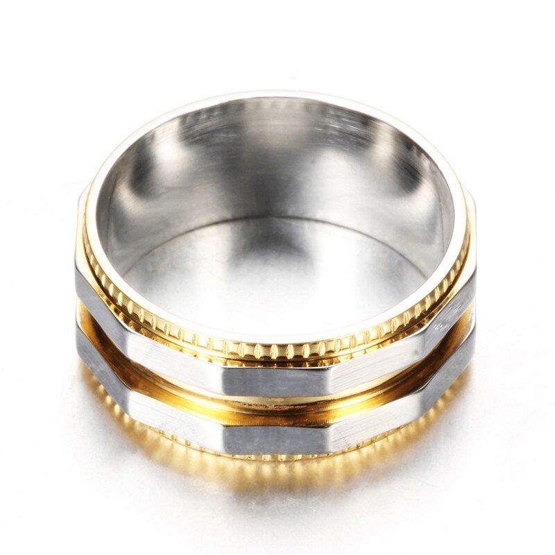 Modyle cool punk titanium stalen herenring voor mannen, zwart goudkleurig, herenring in punkstijl, feestsieraden