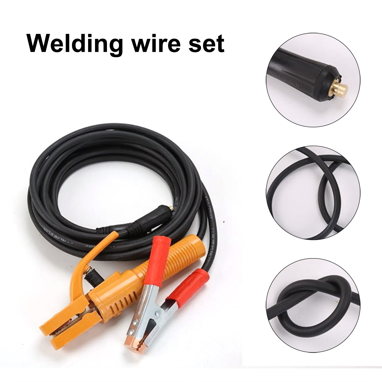 300A 5m Cable and Earth Clamp 3m Cable Copper Core Rubber Cable Groud Welding Earth Clamp Clip Set Insulated Handle