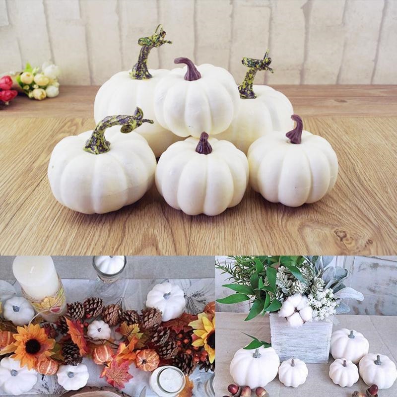 6 stk kunstig hvitt gresskar halloween dekor diy maling simulering gresskar høst høst takksigelse featival fest hjem dekor