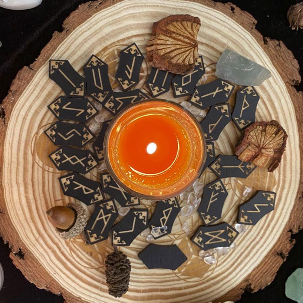 Kawaii Handgemaakte Houten Nordic Rune Card Set Rune Stenen Rune Runen Lege Opslag Kaarten Tas Waarzeggerij Collectie Rune