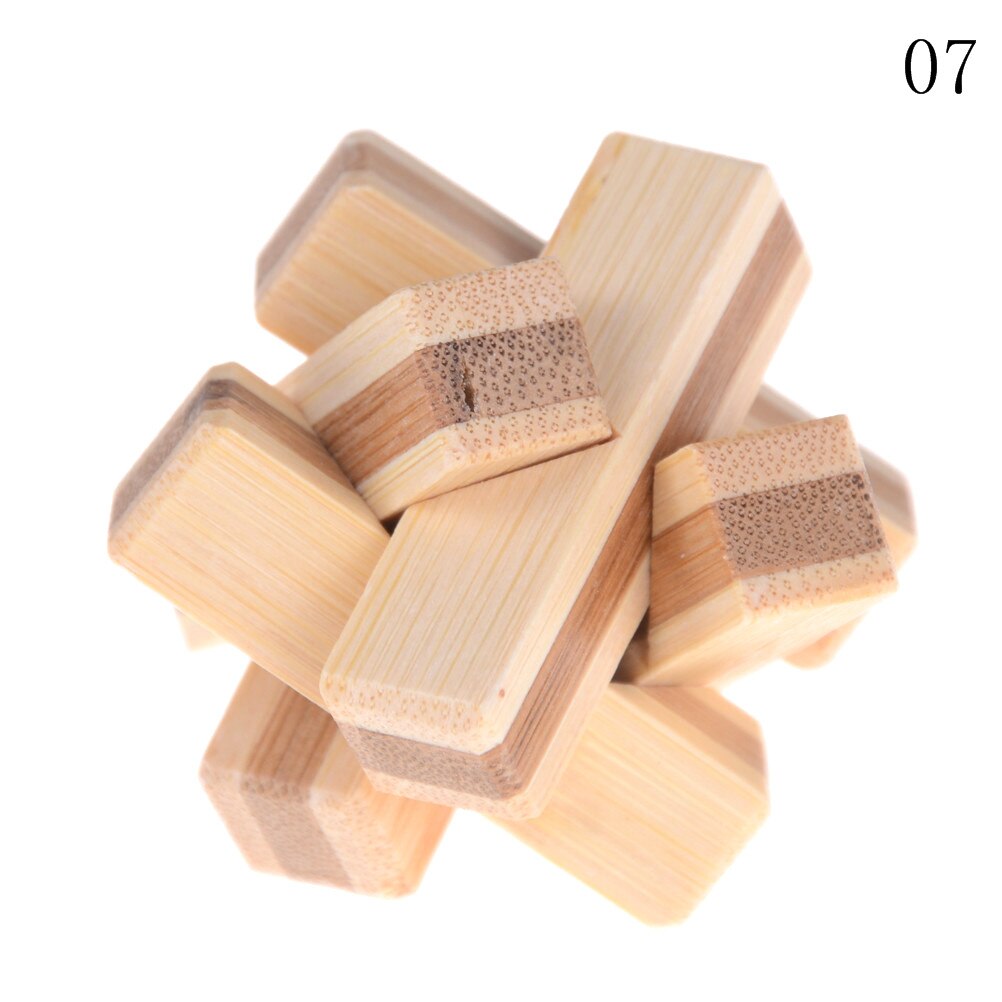 10Styles Kong Ming Luban Lock Adult Intellectual Brain Tease Game Puzzle Kids Children 3D Handmade Wooden Toy: A7