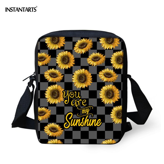 INSTANTARTS Sunflower Print Crossbody Bag Kindergarten Schoolbags You Are My Sunshine Mini Messenger Bag Boys Girls Handbag: HXA618E