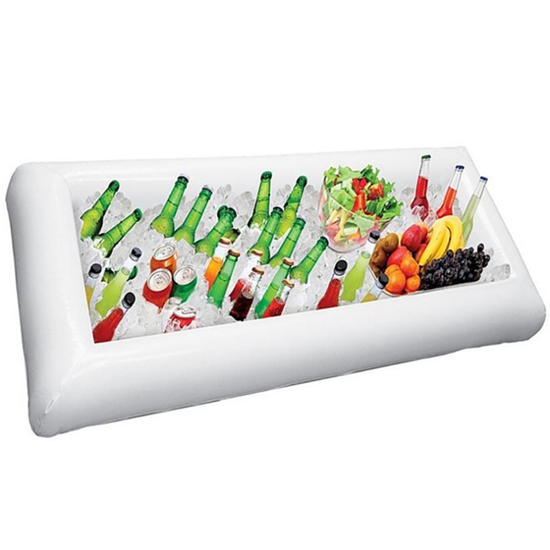 Pool float oppustelig ølbord madras isspand servering salatbar bakke mad drikke holder til sommer vandfest flådelegetøj