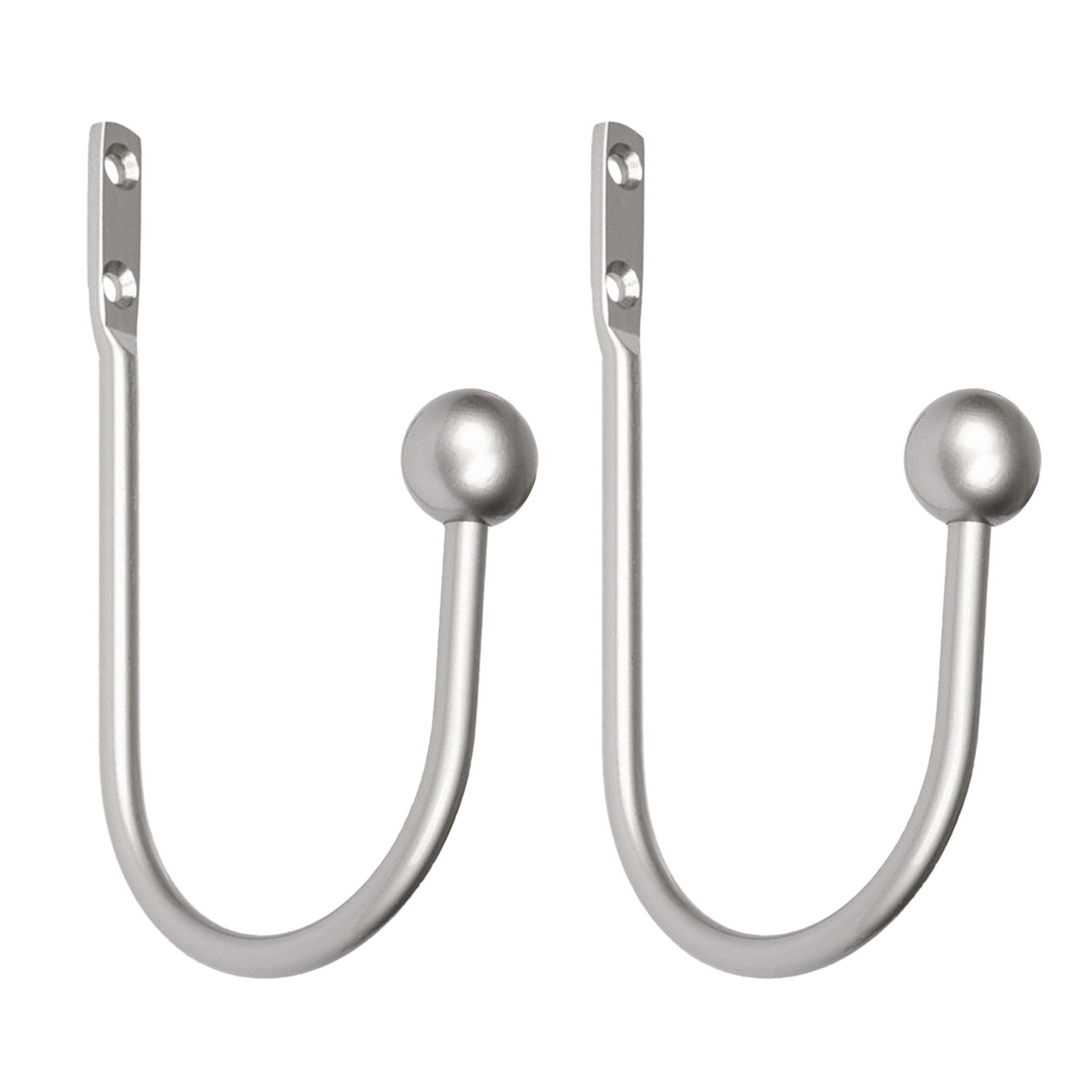2Pcs U-shaped Round Curtain Hooks Window Wall Decoration Hanger Home Suppliers Metal Tie Tassel Arm Hook Hook Buckle Holdbacks: Sliver