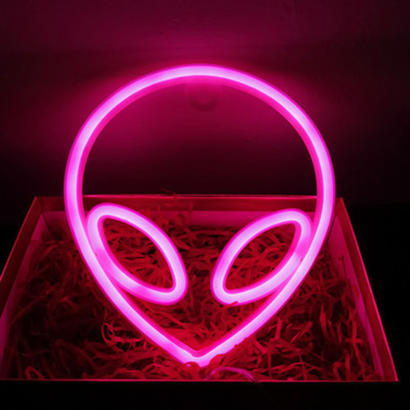 Led neon skylt ljus universum panel vägglampa hängande led neon ljus vägglampa för hem fest rum dekor bar dekoration: Främmande rosa