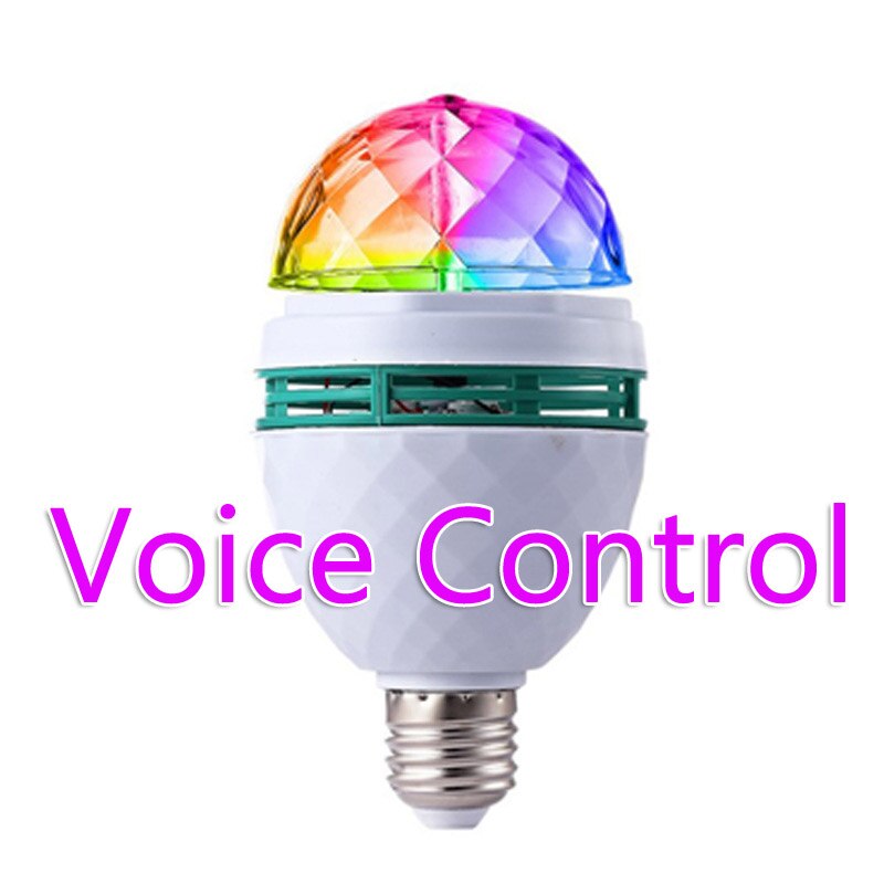 Bombilla LED RGB E27, colorida, giratoria, luz brillante para fiestas, lámpara de discoteca para niños, iluminación para juegos, lámparas de techo atmosféricas: 1 Head Voice Control