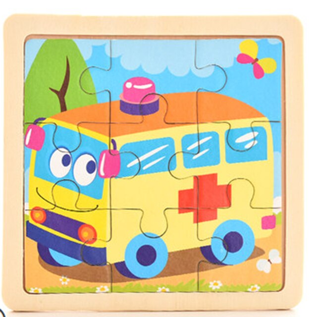 Giocattoli per bambini puzzle in legno puzzle 3D in legno animali da cartone animato per bambini/puzzle di trasporto giocattoli educativi: ambulance