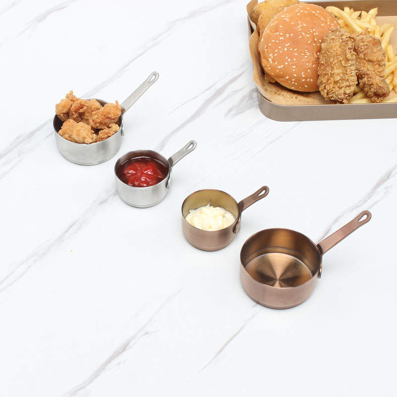 304 stainless steel sauce bowl steak sauce pot Korean teppanyaki black pepper bucket mini juice with handle