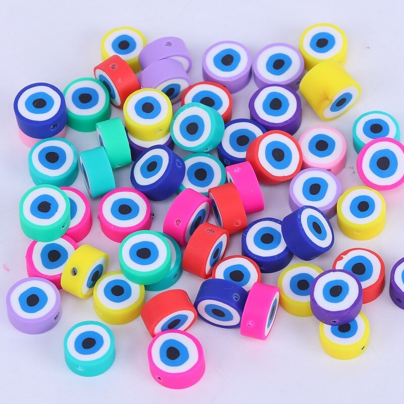 20pcs 10*5mm rotondi perline di argilla polimerica malocchio giocattoli per gioielli che fanno accessori braccialetto collana ragazza fai da te: Default Title