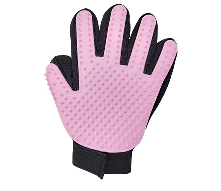 Guante para el cuidado del pelo de gato, guante para quitar el pelo, peine de silicona, guantes para cepillar de manera suave y eficiente, para masaje de limpieza de mascotas y perros: 1pc pink left