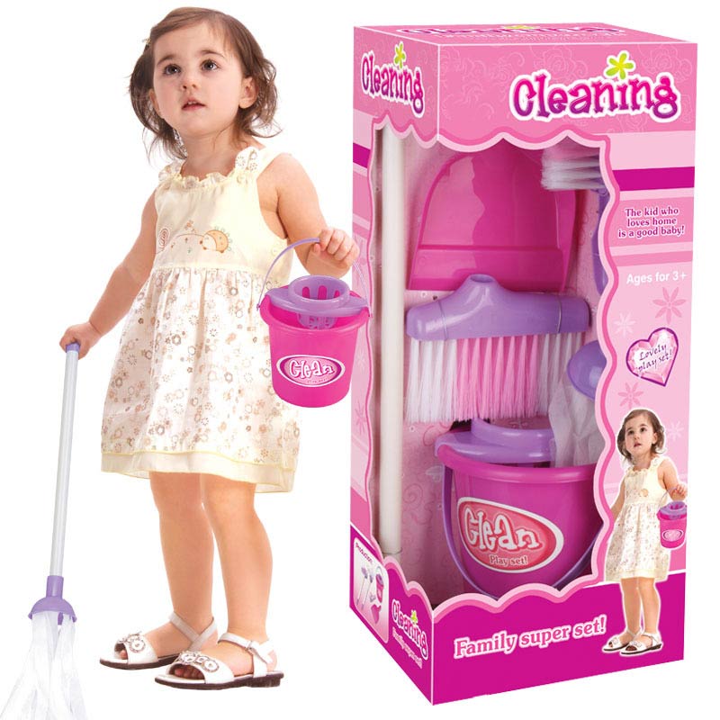 1 Set Kids Kinderen Rollenspel Speelgoed Simulatie Cleaning Kit Multi-Functionele Veiligheid Plastic EIG88