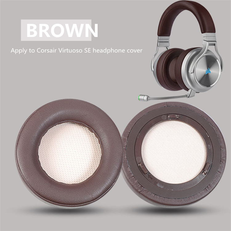 Ersatz Ohrpolster für CORSAIR VIRTUOSO RGB Drahtlose SE Headset Kopfhörer Leder Hülse Kopfhörer Ohrenschützer: Brown