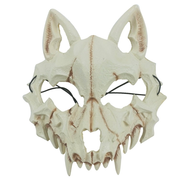 Masque de fête à longues dents, masque à os blanc, démon, samouraï, loup, Dragon, tigre, Houjuu nu, Cosplay, accessoires d&#39;halloween, directe: Wolf bones