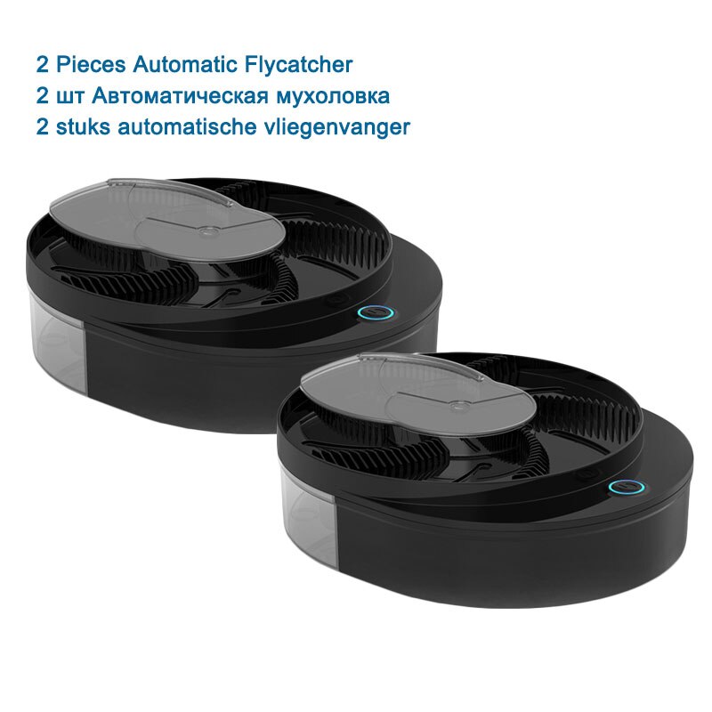 Nueva trampa eléctrica automática para moscas, atrapamoscas reutilizable, atrapamoscas con carga USB, repelente de insectos, trampa ligera: 2pcs black