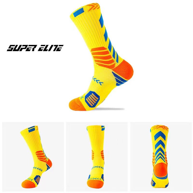 Original SUPER ELITE Lange Rohr Basketball Socken Größe 38-44 für Männer Frauen Atmungsaktiv Schweiß-absorbent Dicken Sport socken Nicht-slip: Yellow