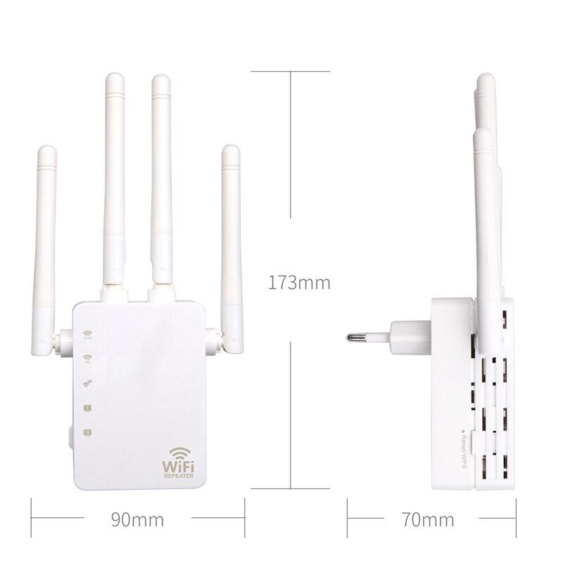 Wifi range extender 300/ 1200 mbps dual band 2.4/5 ghz wi-fi internet signal booster trådløs repeater til router nem opsætning wps e