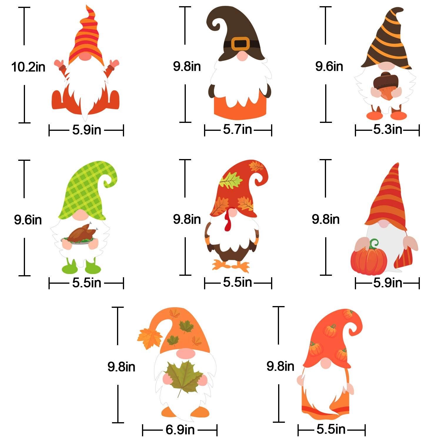 Autumn Sticker Decals Party Decor Ornaments Thanksgiving Window Clings Cute Cartoon Swedish Gnome Pumpkin Fall Leaves Wall Decal