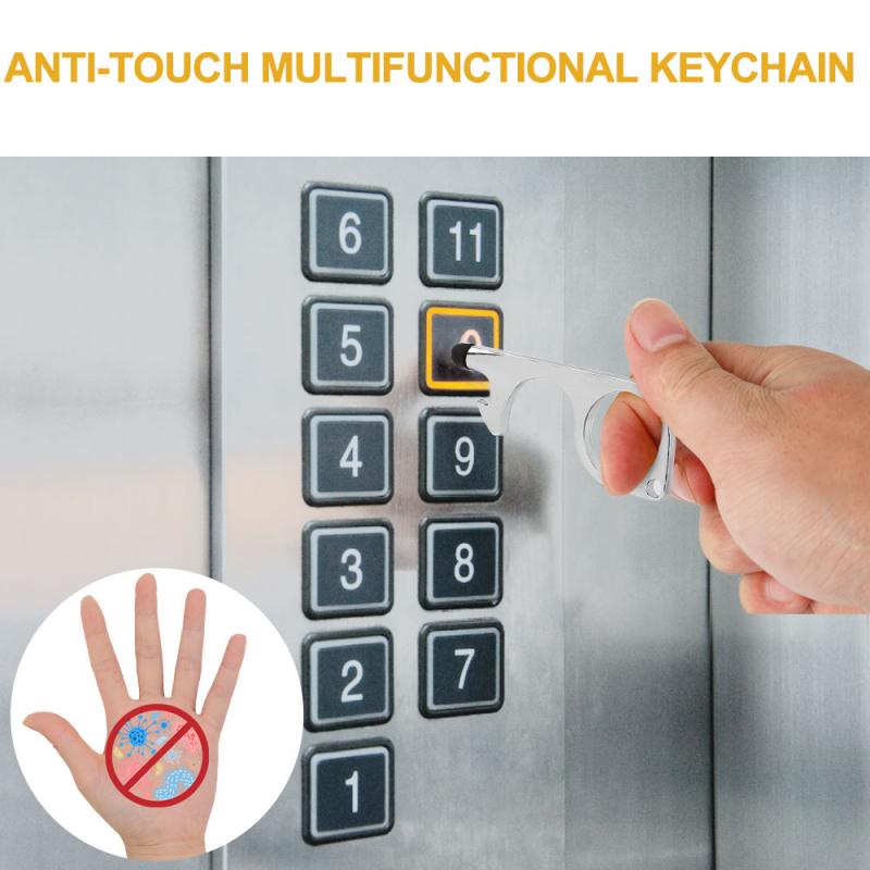 Bærbar hånddøråbner trykhejseværktøj anti-kontakt hygiejne dørhåndtag nøgle ingen berøringsdør ølåbner nøglering txtb 1