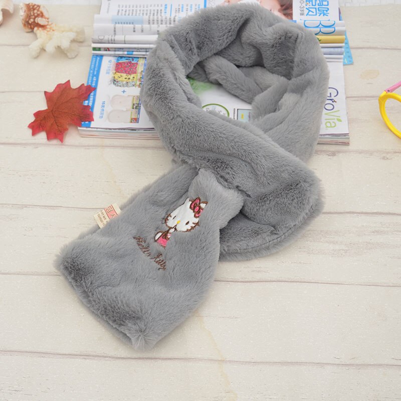 Baby schattige cartoon sjaal kinderen herfst winter warme peuter meisjes sjaals harige sjaal halsdoek: Grijs