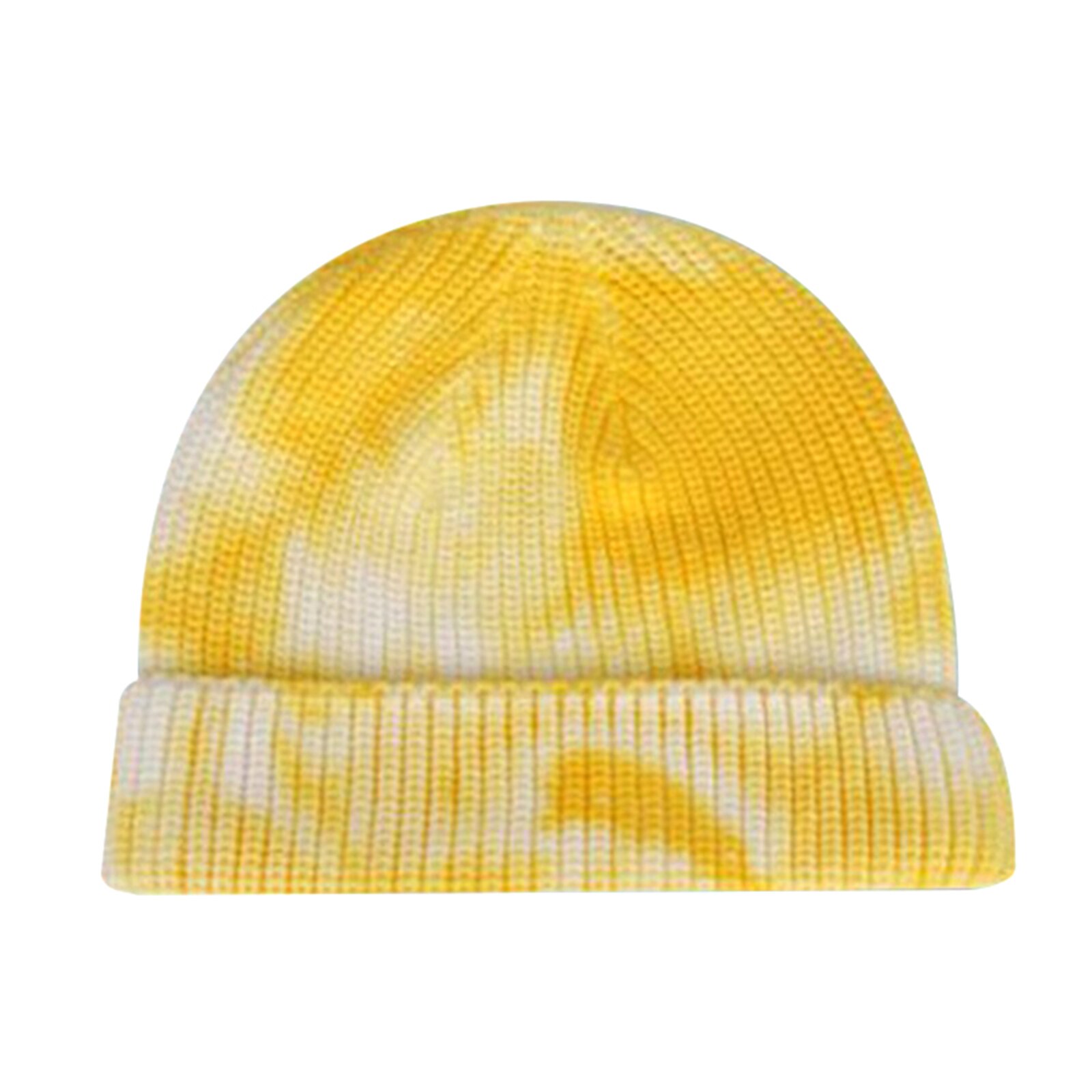 Unisex Paar Tie Dye Print Gebreide Beanie Hat Herfst Winter Dome Warmer Oor Zachte Ski Cap Mannen Streetwear Warm Hoeden a66: YELLOW