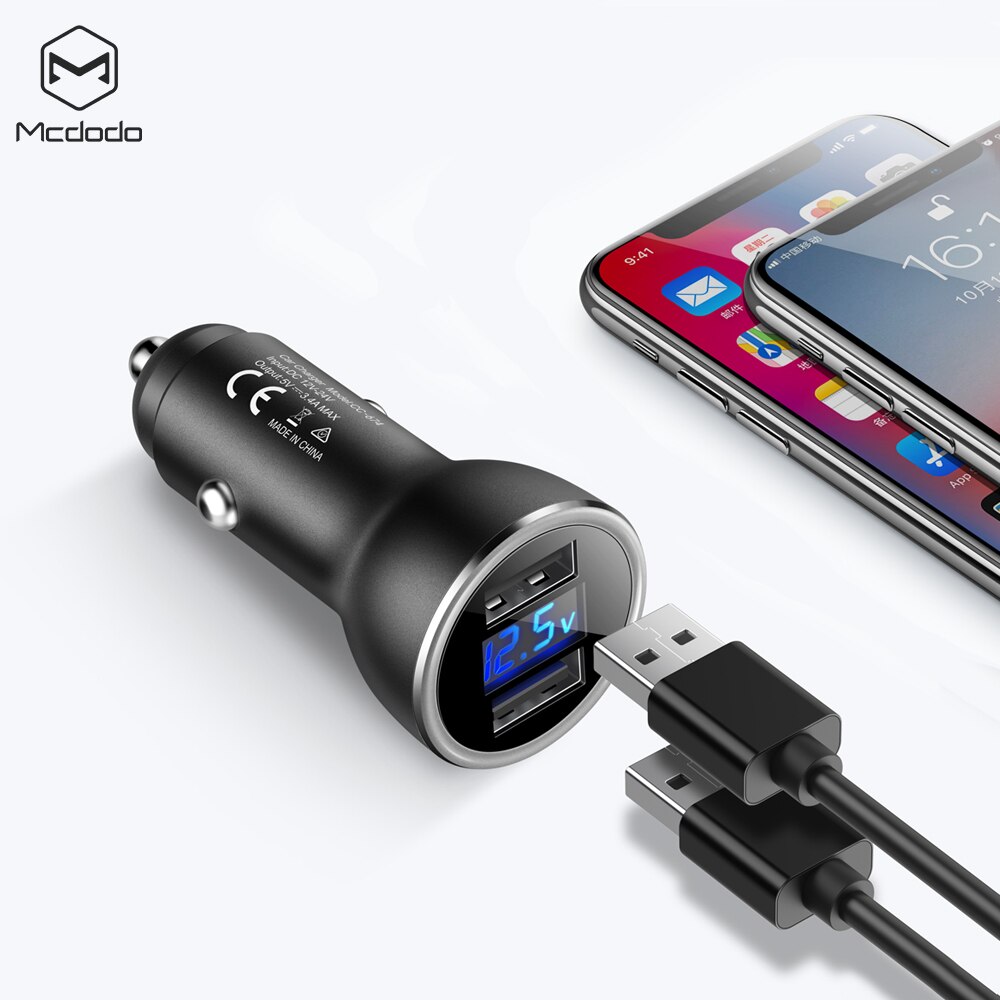 MCDODO Car Charger 3.4A Dual USB LCD Display Fast Charger