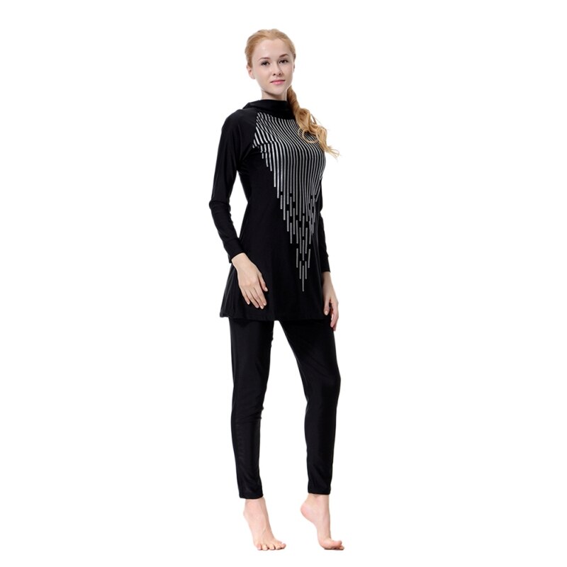 Musulmano Costume Da Bagno A Righe Vestiti di Costumi Da Bagno Delle Signore Modest Musulmano Costumi Da Bagno Vestiti di Nuoto