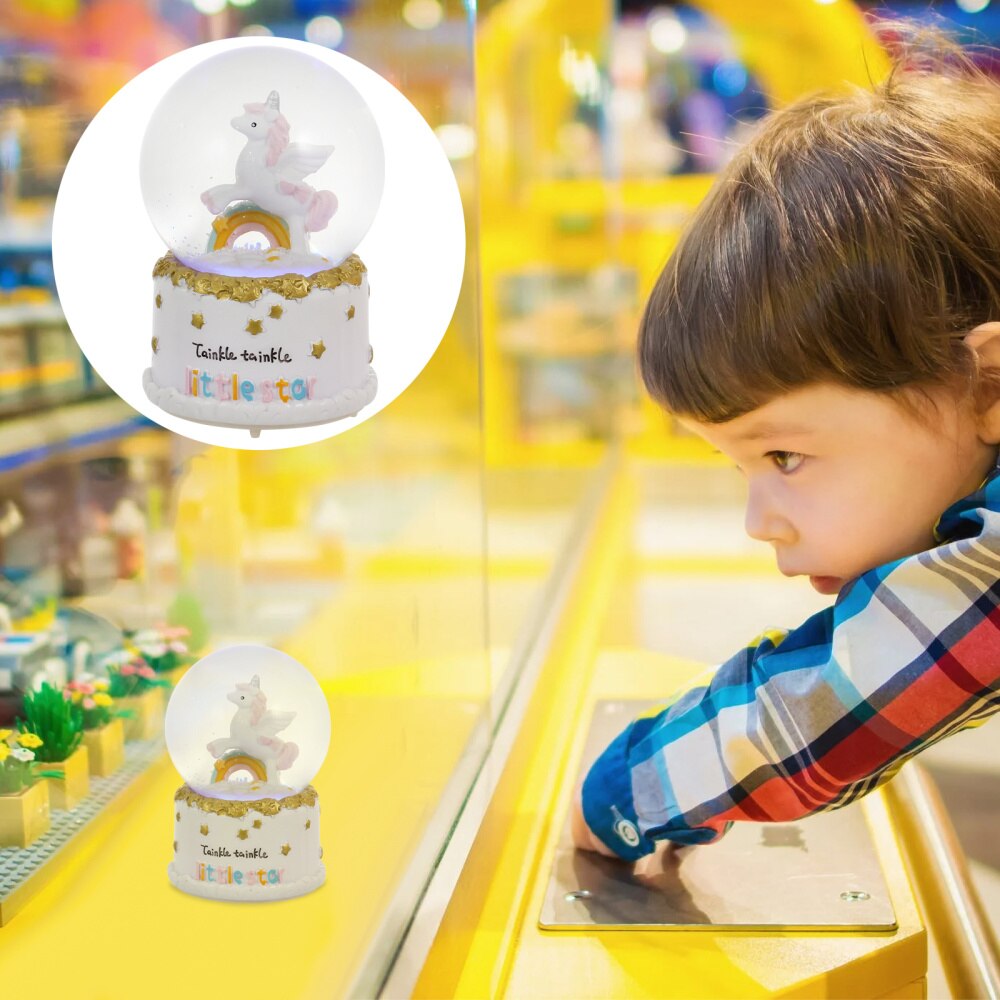 Music Box Crystal Ball Tabletop Crystal Ball Ornament Unicorn Crystal Ball Lamp: Assorted Color