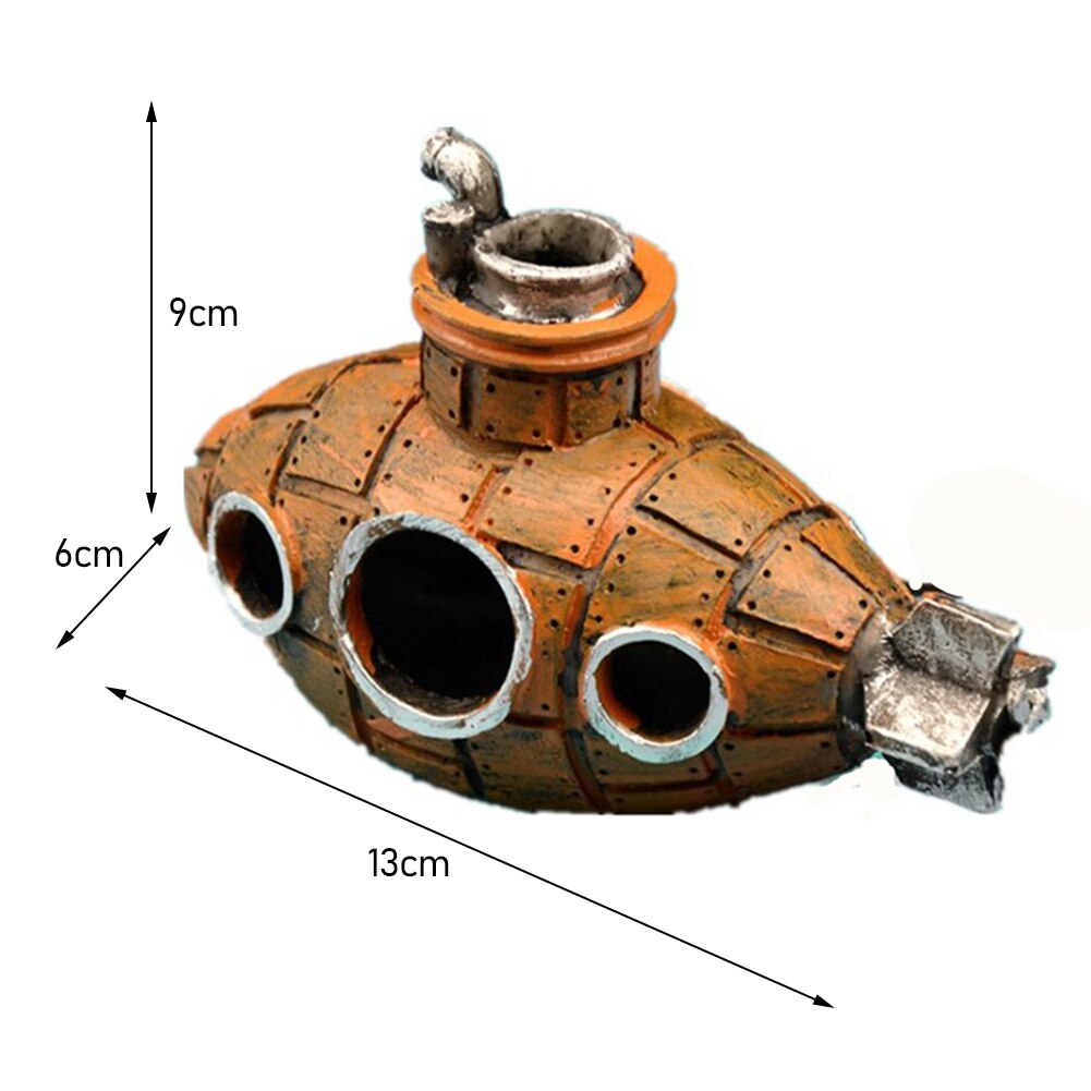 Simulador de decoración de Acuario, tronco hueco de resina, casa de árbol, cueva de agujero de musgo para pecera, adorno de decoración submarino de resina: Submarine