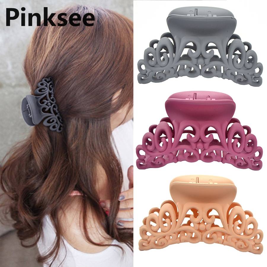 Dames Dames Grote Haardracht Haar Klauw Clips Baret Haar Krab Klem Scrub Plastic Holle Bloem Haarspeld Accessoires