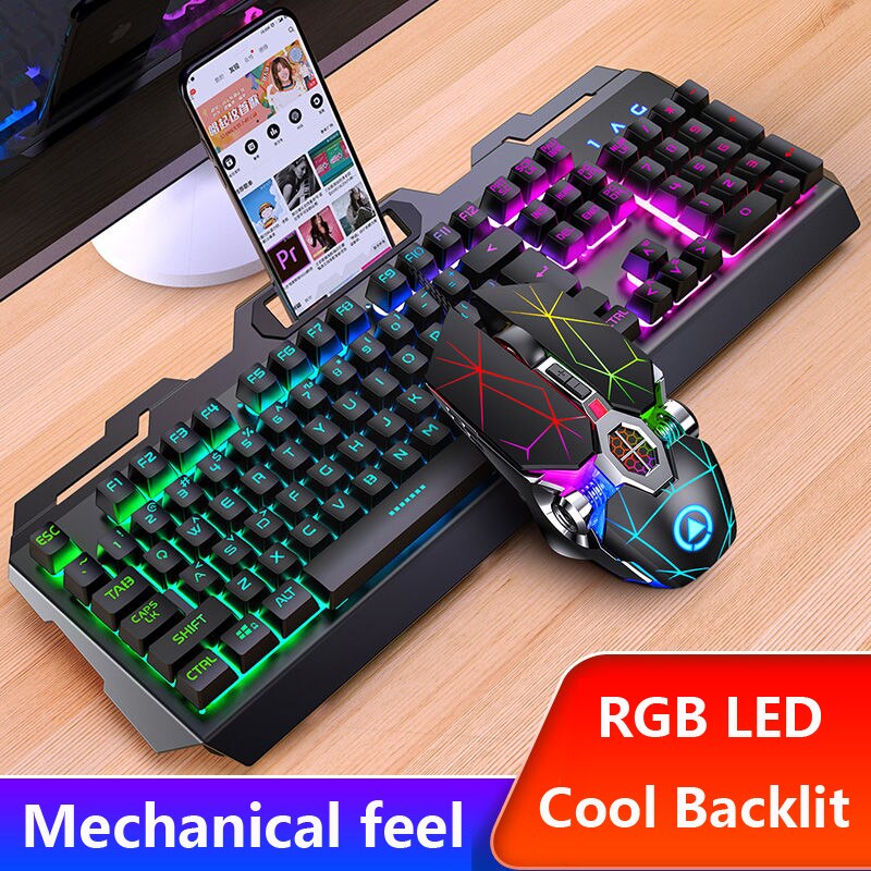 Gaming keyboard And Gaming Mouse Metal Wired keyboard With LED backlight keyboard Gamer Silent Gaming Mouse Set For Laptop PC