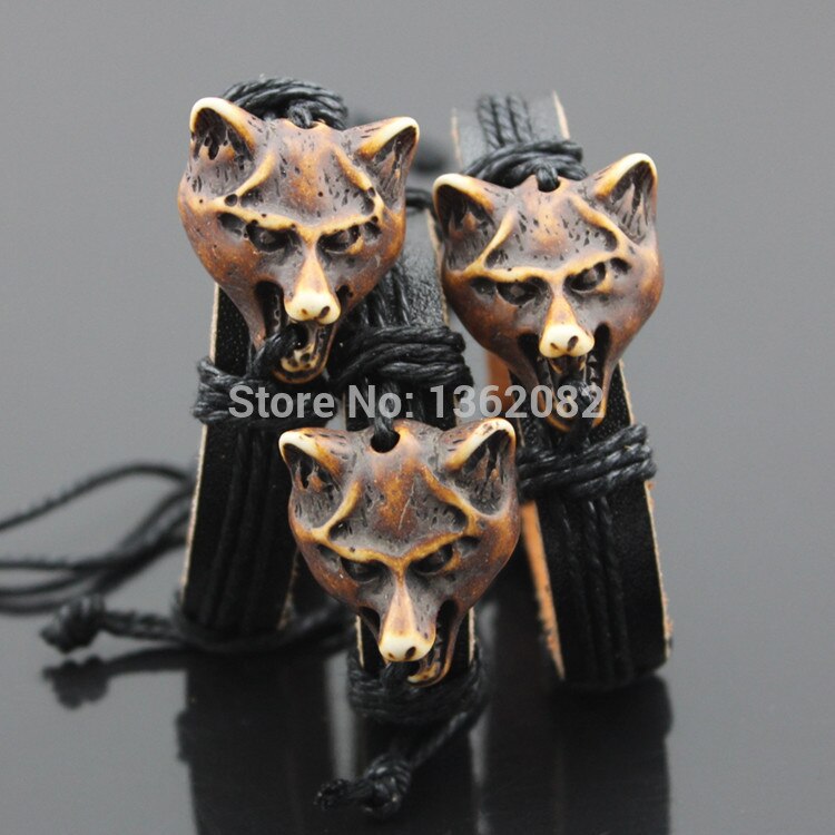 Senhua! seje drenge håndvævede amulet ulvehoved charme læderarmbånd surfer armbånd  mb85