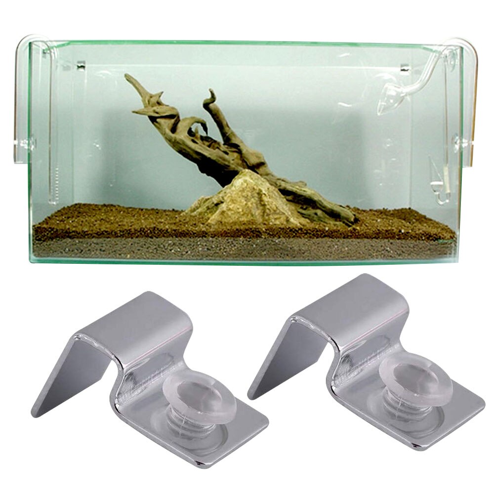 4 stk rustfrit stål låg clips klemmer glas dæksel støtteholdere med 4 stk silikone puder til akvarie akvarium