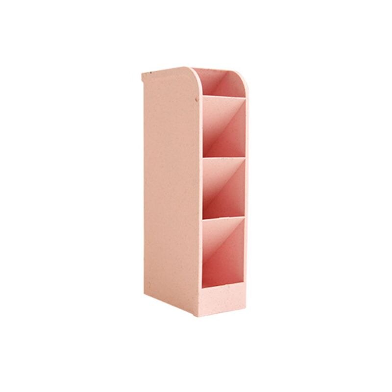 Porte-crayon de bureau à 4 grilles, boîte de rangement d&#39;école de bureau, boîte de rangement de paille de blé, organisateur de crayons de bureau, papeterie pour étudiants: Pink