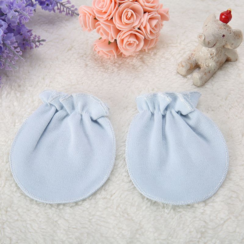 3 pares Unisex mitones de bebé sin arañazos Anti acaparamiento manos guantes suave algodón cómodo colores sólidos Protector facial infantil