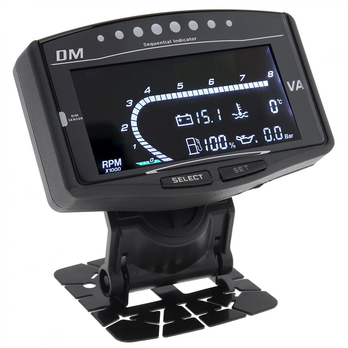 5 In 1 12V Auto Lcd Elektronische Oliedrukmeter + Volt Voltmeter + Water Temperatuurmeter + Brandstof gauge + Toerenteller Met Sensor