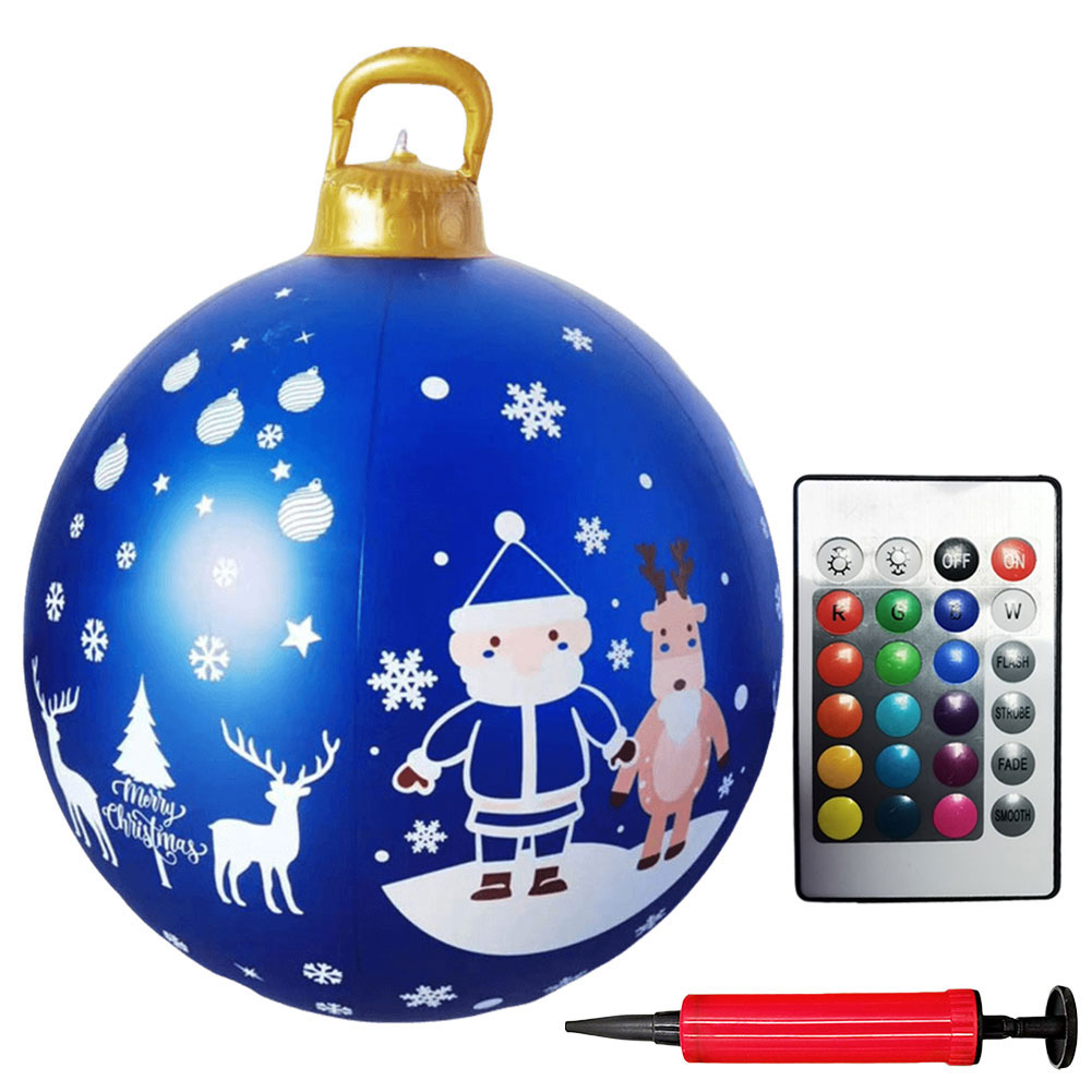 Outdoor Christmas Inflatable Decorate Ball 60cm PVC Giant Inflatable Model Ball with Lights Xmas Tree Festive Decoration Balloon: GRAY