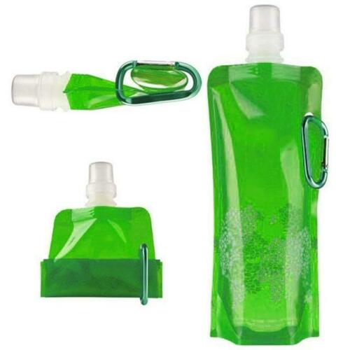 Pieghevole Sacchetti della Bottiglia di Acqua 480ML di Protezione Ambientale Pieghevole Bottiglie di Acqua Portatile di sport tutto'aria Aperta per L'escursione del Campeggio: verde