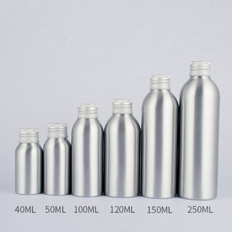 1Pcs 40/50/100/120/150/250Ml Nozzle Cosmetische Container Lege Aluminium parfum Fles Met Geribbelde Sprinkler Spray Fles